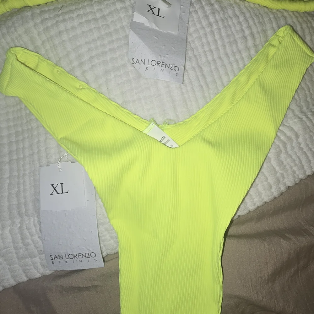 BNWT San Lorenzo Womens Thong High Rise Neon Yellow Bikini - Picture 6 of 9